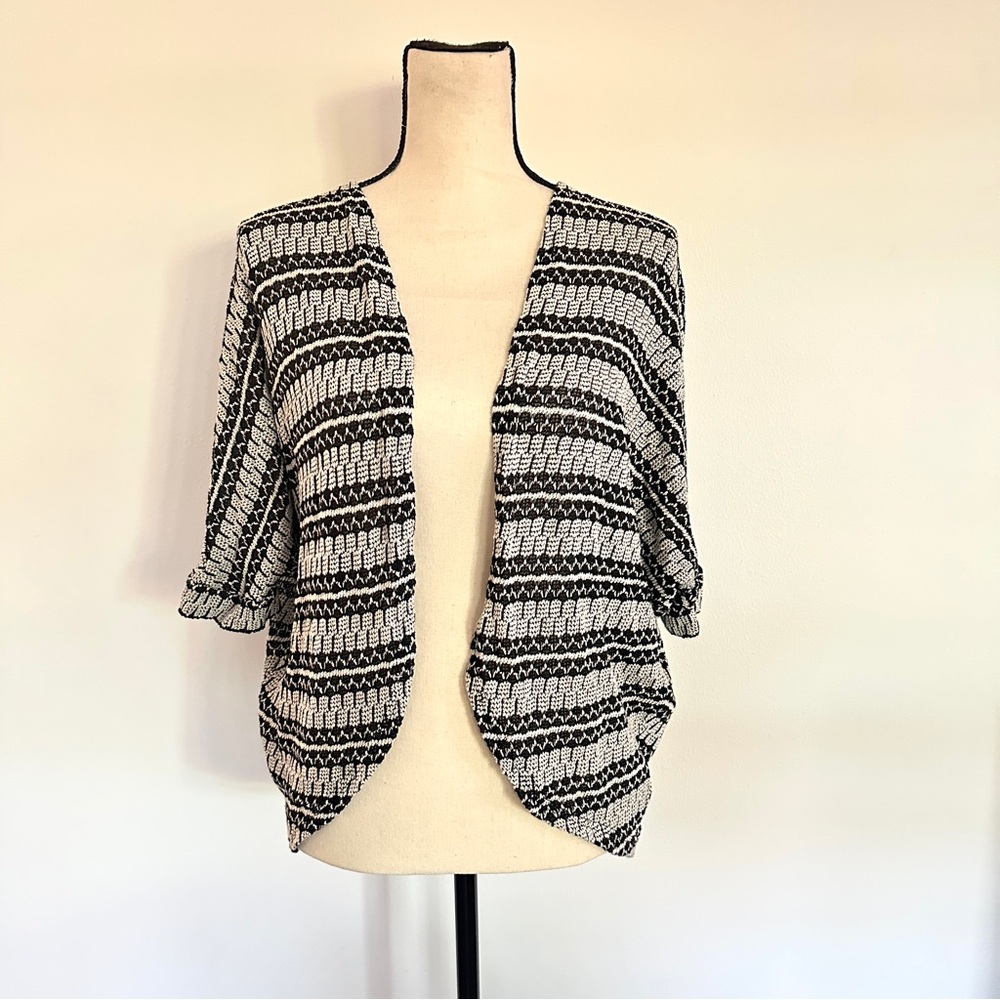 Short sleeve open knit lightweight cardigan